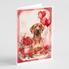 Caroline's Treasures DAC4537GCA7P Rhodesian Ridgeback Valentine Roses Greeting Cards Pack of 8 Blank Cards with Envelopes Whimsical A7 Size 5x7 Blank Note Cards