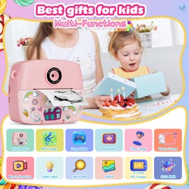 ASTGMI Sofortbildkamera Kinder,Kinderkamera Kompaktkameras 1080P HD Sofortdruck von Fotos,Geburtstagsgeschenk Weihnachten Geschenk Spielzeug ab 3 4 5 6 8 7 9 10 11 Jahre Mädchen Jungen 3 Rollen Fotopapier