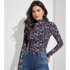 Womens Mock Turtleneck Under Tops(Black Floral,L)