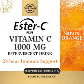 Solgar® Ester-C® Plus Effervescent - 21 x Sachets - Recharge Body and Mind - with B-Vitamins, Zinc and Magnesium - Immunity Support