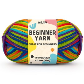 120g Seven Color Yarn for Crocheting and Knitting; Rainbow Yarn for Beginners with Easy-to-See Stitches;Worsted-Weight Medium #4;Yarn for Beginners Crochet Kit Making