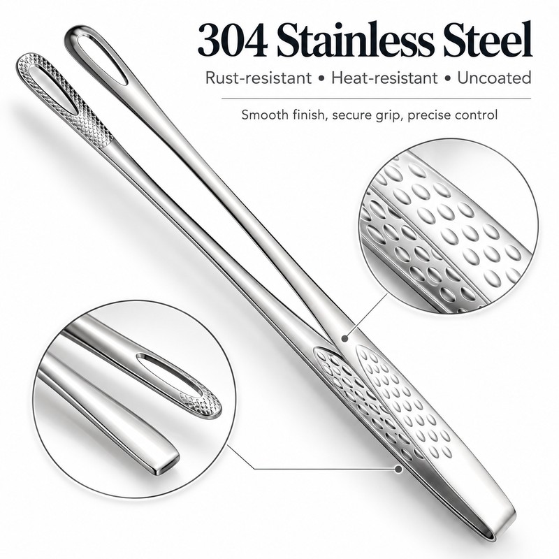 24 cm Stainless Steel Kitchen Tongs – 304 Steel Cooking