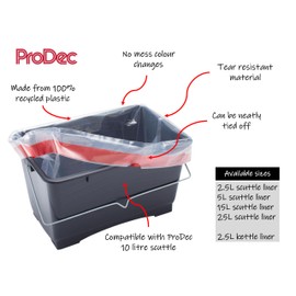 ProDec 10 pcs 10 litre Recycled Plastic Scuttle Liners for Quick, Mess Free, Water Free Paint Colour Changes, No Hassle Easy Clean Up, Avoids Washing Paint Down Sinks, Compatible Scuttles