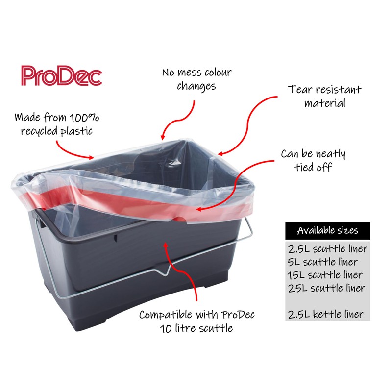 ProDec 10 pcs 10 litre Recycled Plastic Scuttle Liners for