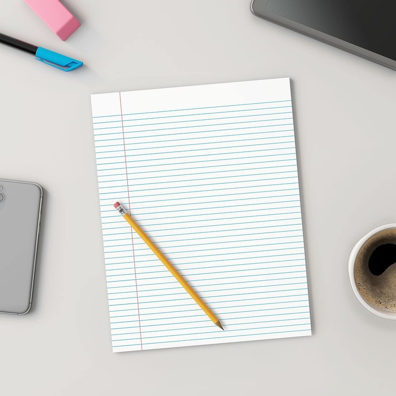 STAPLES Notepads, 8.5" x 11", Narrow Ruled, White, 50 Sheets/Pad,