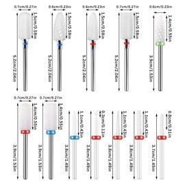 12 Piece Ceramic Nail Drill Bit Set, 3/32 Inch Nail Cutter Attachments Bits Professional Drill for Nails, Cuticle Remover Cutter Bit Gel Nails for Acrylic Manicure Pedicure Nail File Machine