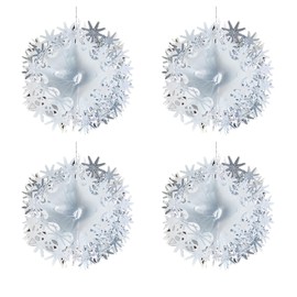 Foil Ceiling Decorations Silver/WhiteChristmas 2 Tone - Set 4 30cm Balls Christmas Decorations