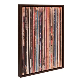 Kate and Laurel Sylvie Record Album Sleeves Framed Canvas Wall Art by Robert Cadloff, 18x24 Walnut Brown