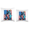 Patriotic T-Rex and Statue Fireworks, 4th July Freedom Throw Pillow