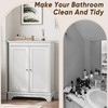 Smuxee Floor Bathroom Storage with Rattan Doors, White Bathroom Cabinet