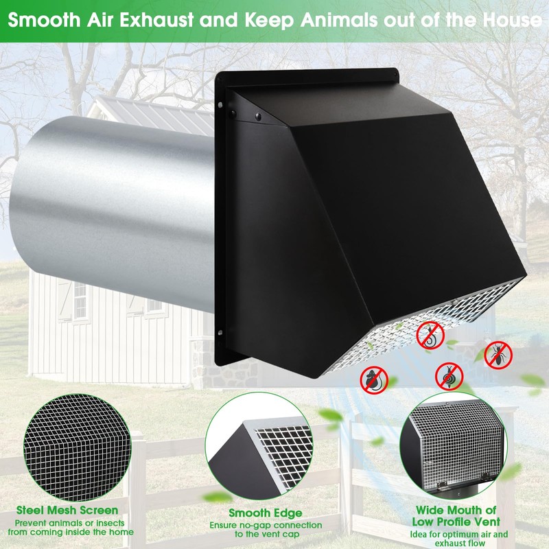 3 Inch Dryer Vent Cover Wall Vent Hood with Screen