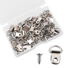 Tabanzhe 50 PCS D Ring Hangers,Home Decoration Picture Frame D Rings Hanging Hooks Kit,Wall Bracket Hanger for Display Wall Art Mirrors Gallery