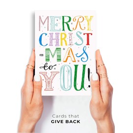 Wunderkid Merry Christmas to You Card, Cute Colorful Christmas Greeting Card (1 Single Card, Blank inside)