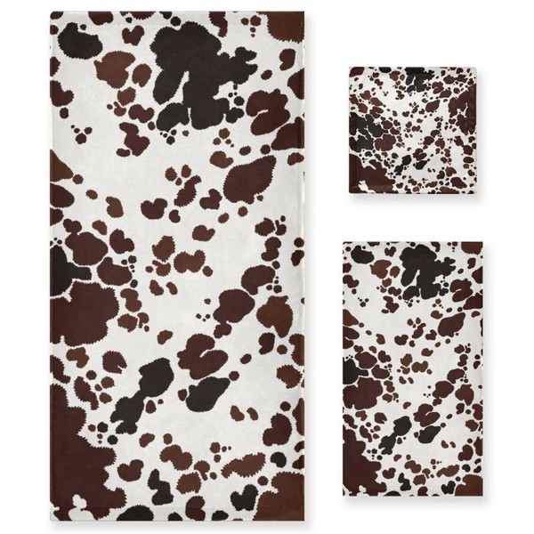 Kigai Cow Print Bath Towel Set of 3(1 Bath Towel,
