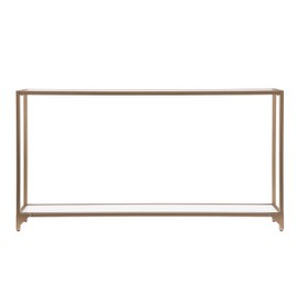 SEI Furniture Bergen 56 inches Long Narrow Metal Console Table, Open Concept Living Space, Glam Style Painted Iron, Gold