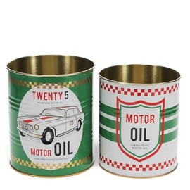 Rex London Medium Motor Oil storage tins (set of 2)
