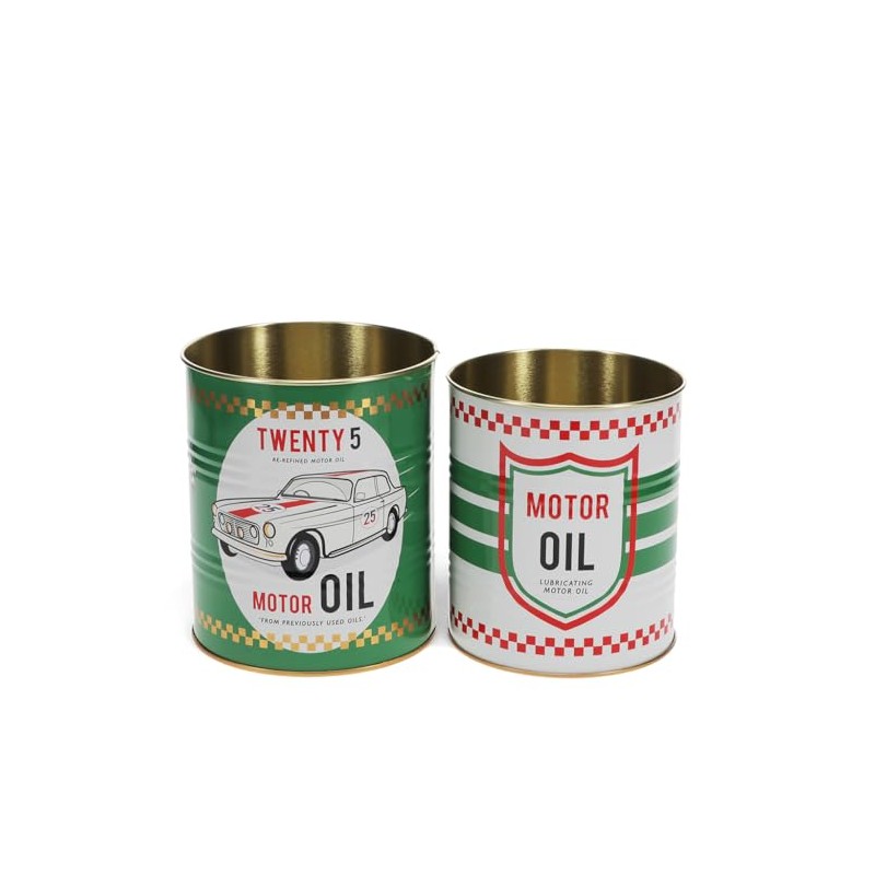 Rex London Medium Motor Oil storage tins (set of 2)
