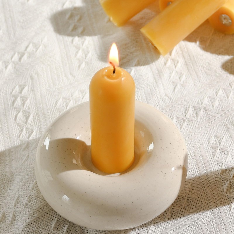 DEYBBY Beeswax Small Pillar Candles 6 Pack
