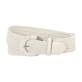Allegra K Woven Waist Belts Wide Braided Belts for Women Dress Metal Buckle Cream 65-88cm/25.59-34.65"