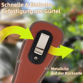 Everkeen Secateurs Leather Holster Leather Case for Secateurs PU Leather Exterior Oxford Fabric Lining Attaches to Belt with Belt Loop for Loppers Loppers Harvest Shears Vine Shears Brown