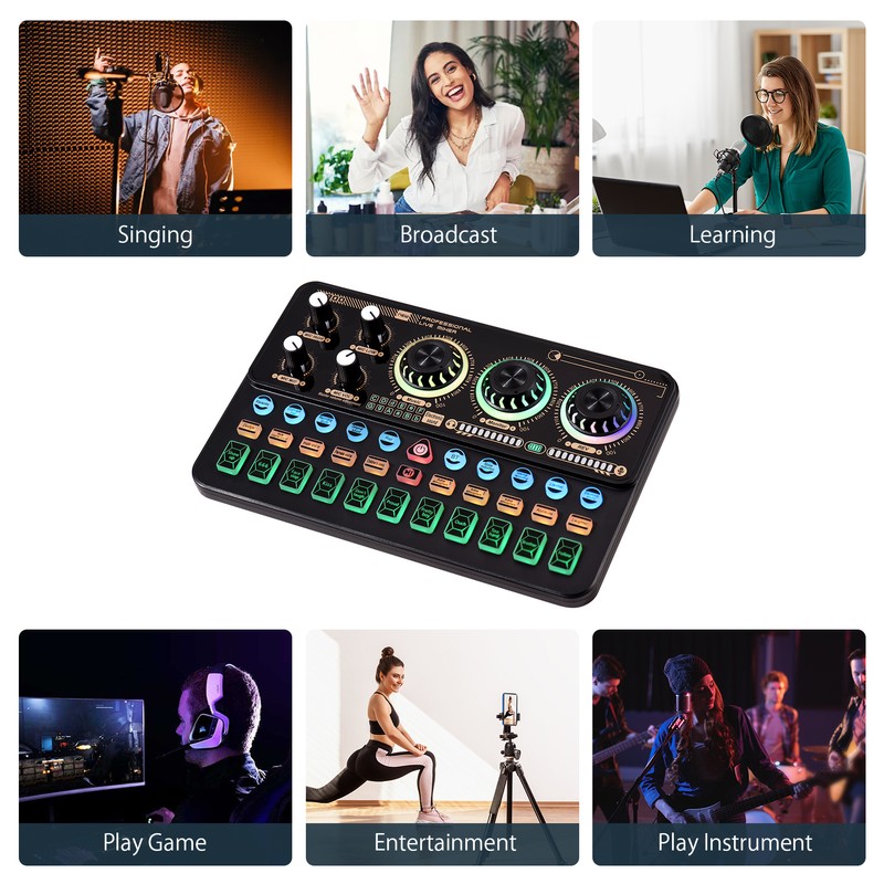 SK900 Multi-function Mixer Portable Digital Sound Card Kit Professional Live