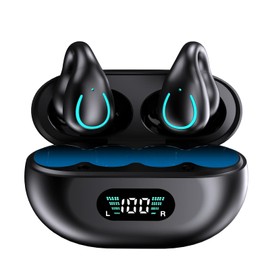 Loluka Wireless Open Ear Clip Bone Conduction Headset Headphones Earbud Earphones Clip On Open Ear Earbuds Bone Conduction Ear Buds Head Set Earbuds Bone Conducting Headphones Induction Earphones