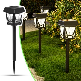 Solar Lights Outdoor,Waterproof Pathway Lights 6 Pack,1500mAh Rechargeable,Auto On/OFF,3-level Dimmer & Breathing,12H Long Lasting,Outdoor Lamp for Garden/Yard/Driveway/Walkway/Lawn/Patio/Landscape