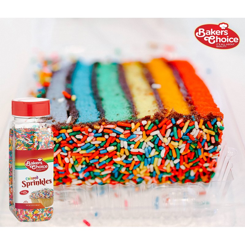 Bakers Choice Rainbow Sprinkles for Baking - Rainbow Jimmies Sprinkles