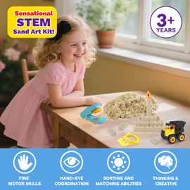 SIGHTEEDA Sand Play Set Building Kit for Kids 3-8 – 1.7lbs Moldable Sensory Play Sand with House Molds & Tools, STEM Educational Toy, Indoor Sandbox Alternative, Birthday Gift Idea