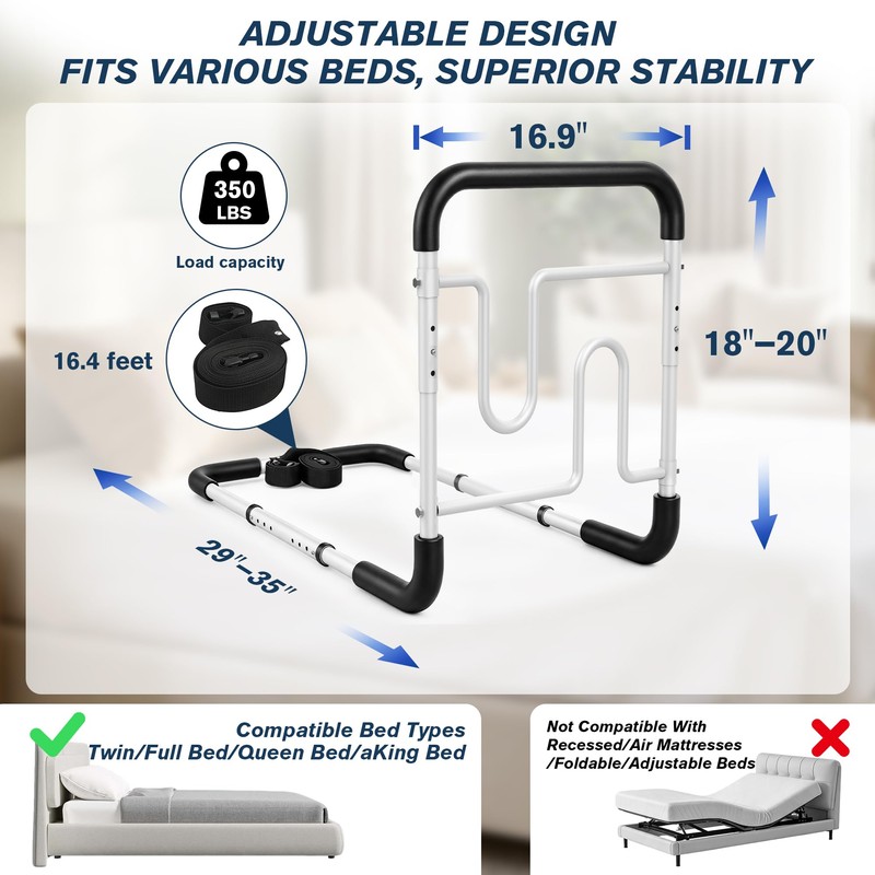 Bed Rails for Elderly Adults Safety, ASTM Approved Adjustable Bed