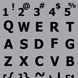 ENGLISH US LARGE UPPER CASE NON-TRANSPARENT DECALS LIGHT GREY BACKGROUND