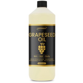 Lucemill Grapeseed Oil | 1 Litre (1L) | 100% Pure Cold-Pressed Carrier Oil | Lightweight Moisturising Oil for Skin & Hair | Massage & Beauty Use