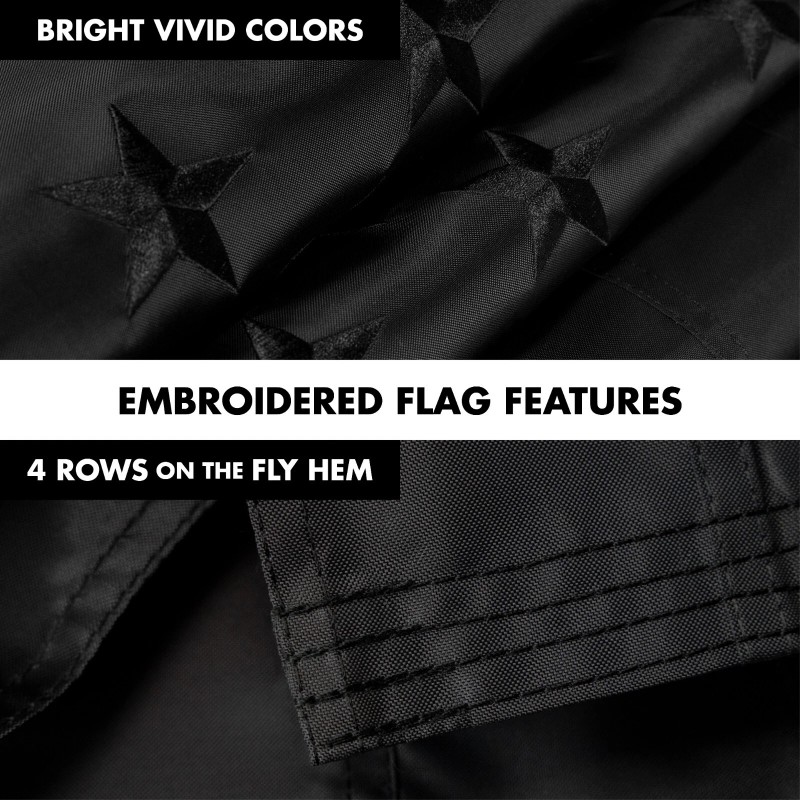 G128 NEW G128 All Black American Flag & Flagpole, 6FT