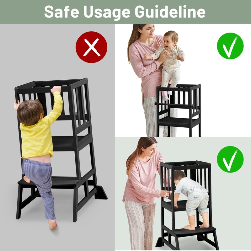 COSYLAND Toddler Standing Tower - Adjustable Height Toddler Kitchen Stool