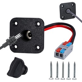 PDClnyck RV DC Cable Panel Mount Compatible with Starlink mini, 5.5 x 2.1mm 2-Pole DC Female Socket，Waterproof Passthrough(Square 1pcs, Black)