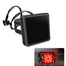 Polcatay 15 LED Super Bright Waterproof Trailer Hitch Light, 2" Square Receiver Plug and Play Wiring Harness Towing Bayonet Tail Light, Black, for Trucks SUVs RVs