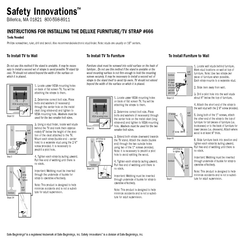 Anti-Tip Furniture/Flat Screen TV Safety Strap (Black)