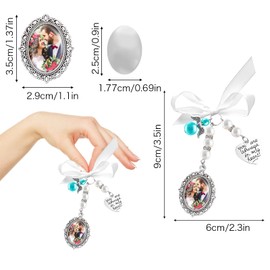 Meyeyaia Bridal Bouquet Charm, Blue Angel Lacy Oval,You Are Always In My Heart,Wedding Bouquet Photo Charms for Bridal Party Gifts