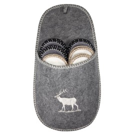 Lindong Christmas Felt Guest Slippers Set of 6 Felt Slippers with Non-Slip Sole Unisex Size 38/44 Suitable for Many Guests - Grey -