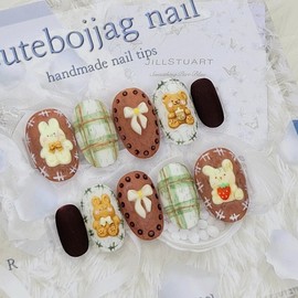 Cozy matte handmade nail tips - Square L / 포근한 무광 수제네일팁 - 스퀘어L