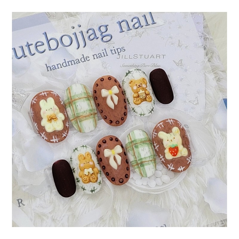 Cozy matte handmade nail tips - Square L / 포근한