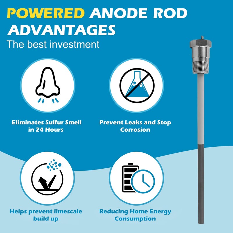Powered Anode Rod Compatible with Bradford White Water Heater, Titanium