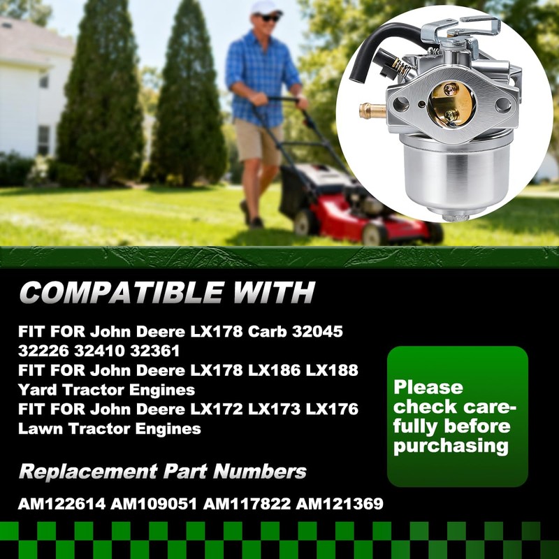 Rebuiman AM122614 Carburetor with Gaskets Fit for John Deere LX178