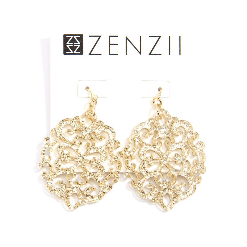 ZENZII Modern Damask Pattern Resin Earring (Black)