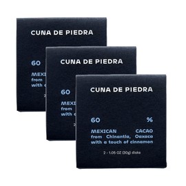 Cuna de Piedra Chocolate de Mesa Chinantla Oaxaca w/Mexican Cinnamon 60% | Directly Source, Single Origin Cacao, Made in Mexico | 3 x 60g Pack of 2 Disks