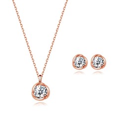 immobird Women's Jewellery Set 925 Silver with Birthstone Pendant Necklace and Earrings Set Gift for Women, Mum and Girls, Sterling Silver, Cubic Zirconia