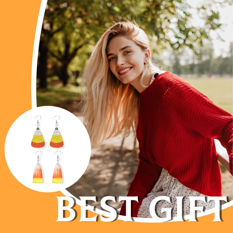 Candy Corn Earrings for Women Halloween Thanksgiving Fall Colorful Earrings