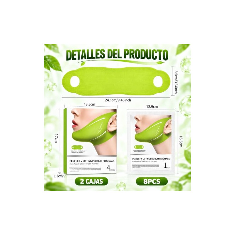 Mascarilla V-Lift 8 Piezas, Mascarilla de Colágeno Reafirmante e Hidratante