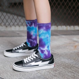 DREAM SLIM A Collection of Funny Novelty Fashion Colorful Cool Crazy Skateboard Tie Dye Crew Dress Socks 6 Pack