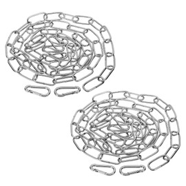 PATIKIL 6ft Silver Surface Lighting Hanging Chain Set of 2 Metal Loop Chain for Hanging Plant Pendant Chandelier Light
